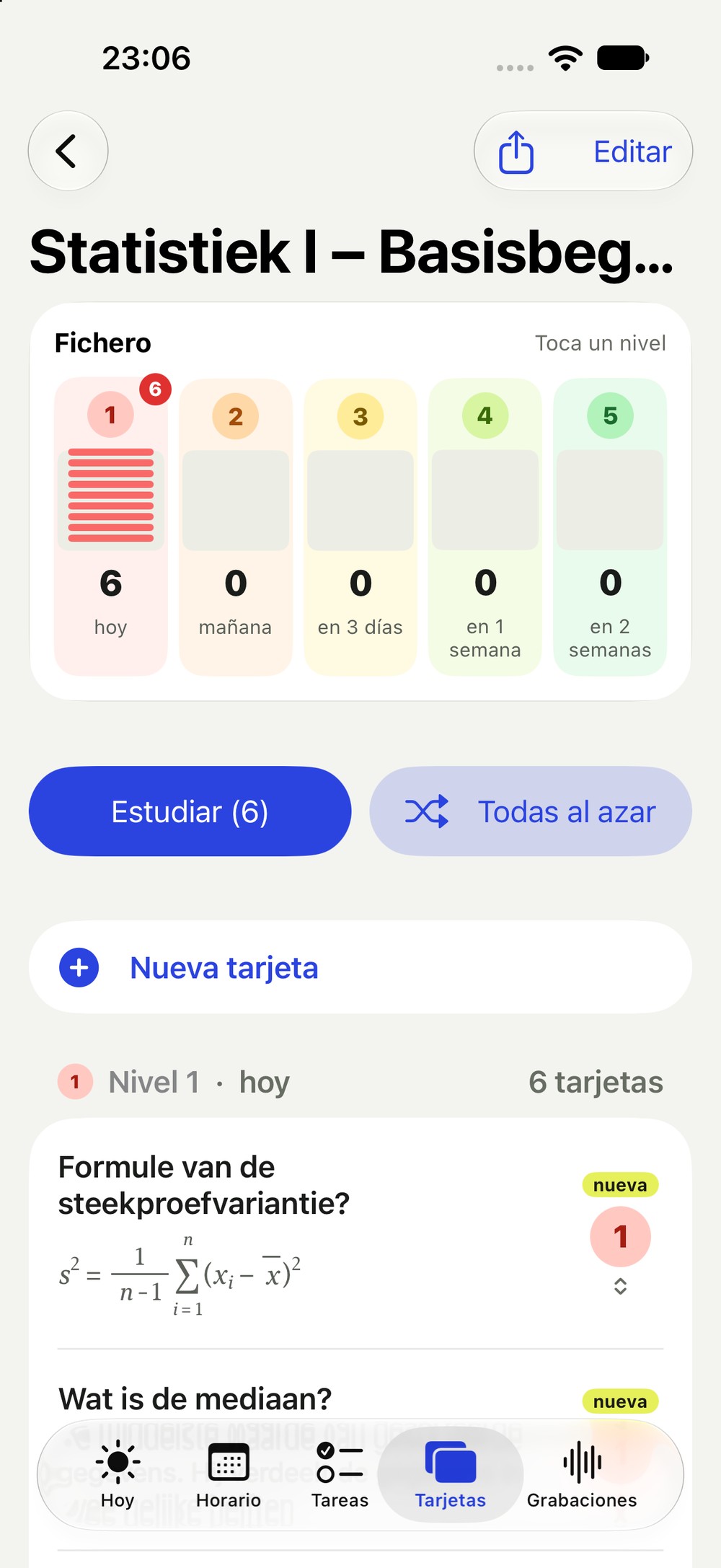 Fichero con cinco niveles