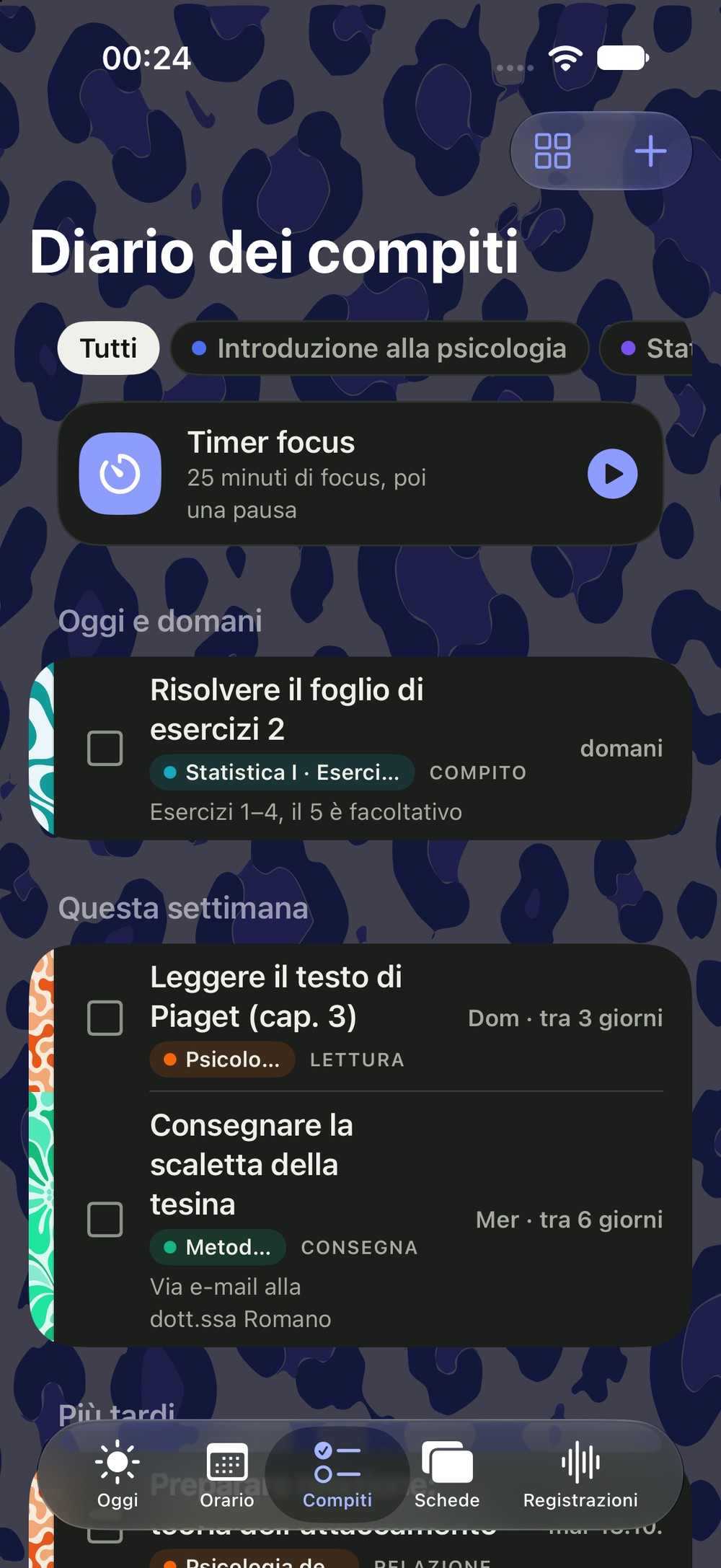Compiti ordinati per scadenza